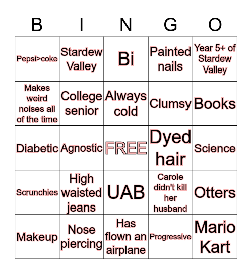 Ava Bingo Card