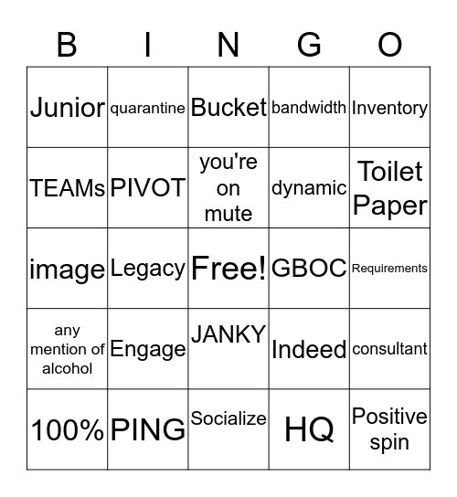 IT Quarantine Bingo Card