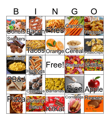 Food & Candy Bingo Card