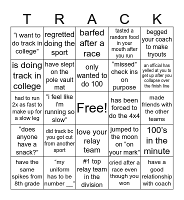 t&f bingo Card