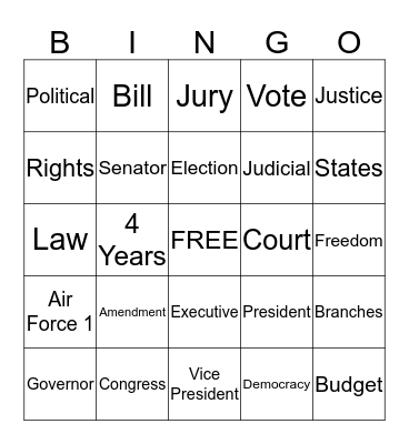 2012 Presidential  Bingo Card