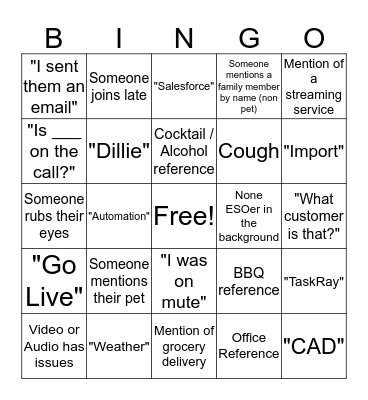 Implementation Bingo Card