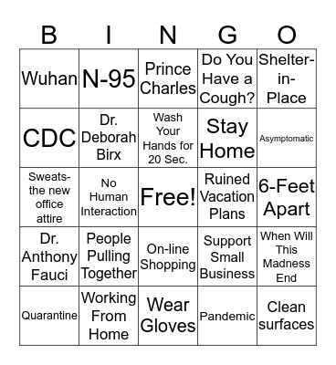 COVID-19 Bingo Card