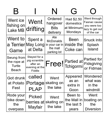 Portage Bingo Card