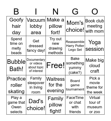Be Free of Boredom Bingo! Bingo Card