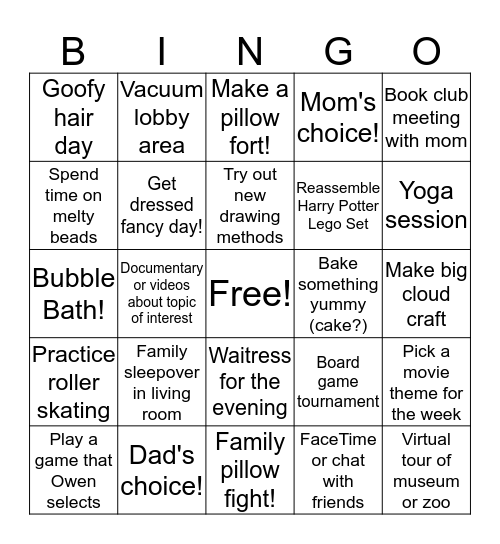 Be Free of Boredom Bingo! Bingo Card