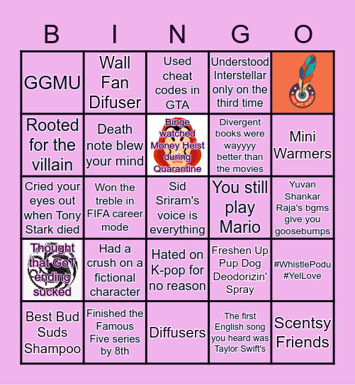 FANDOM FANATICISM Bingo Card