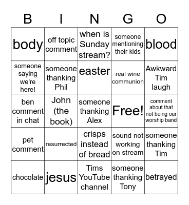 Maundy Bingo Card