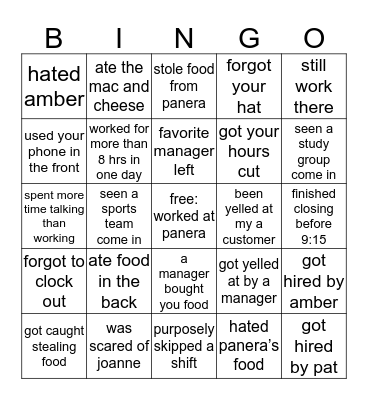 panera btc bingo Card