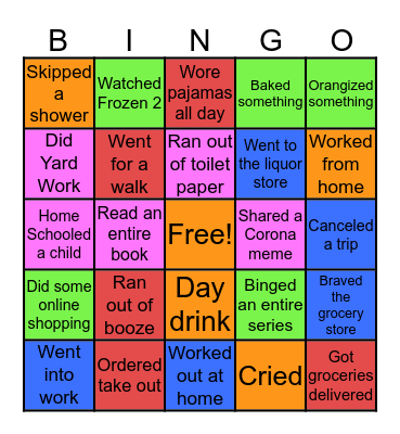 Quarantine Bingo Card