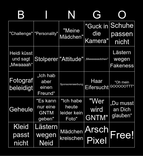 GNTM Bingo Card
