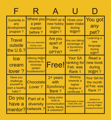 FRAUD W@H BINGO Card