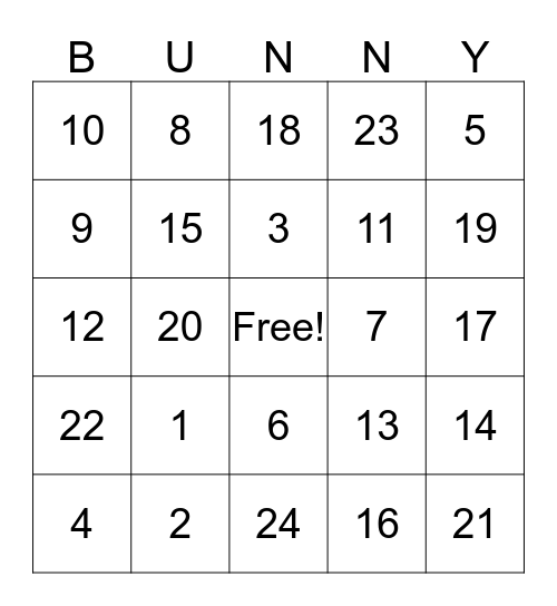 Happy Easter! Bingo Card