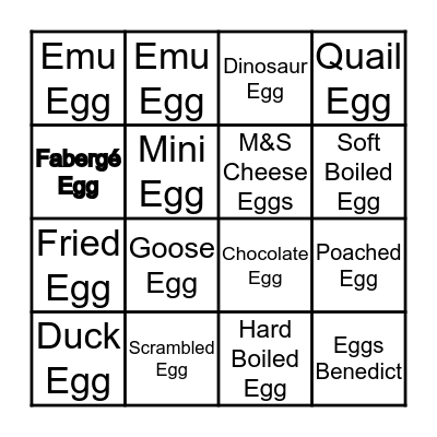 Hilliarders Easter Bingo Fun Bingo Card