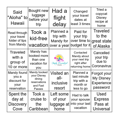 Simply Personalized BINGO Card