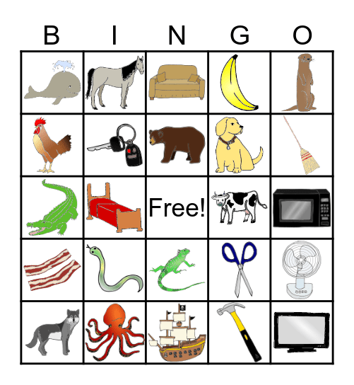 Animal or Not Bingo Card
