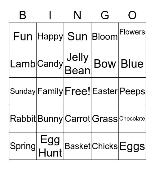Easter Bingo Card