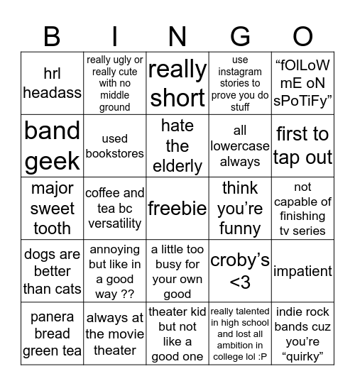 leona bingo baby Bingo Card