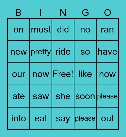 Ashley's Sigh Word Bingo Card
