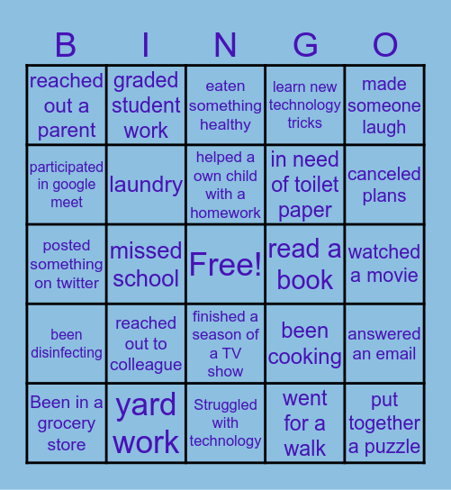 Park Avenue School Bingo Card