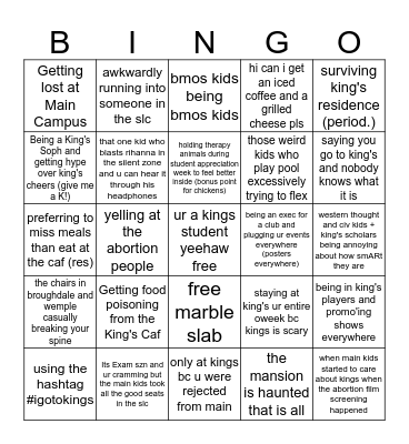 King's Bingo Card