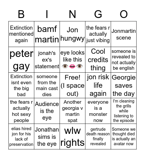 TMA predictions Bingo Card