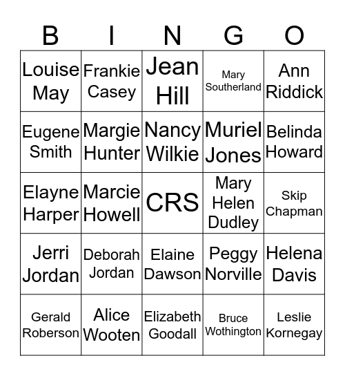 CRS Bingo Card