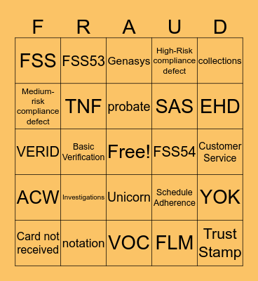 FRAUD QUESTIONS W@H Bingo Card