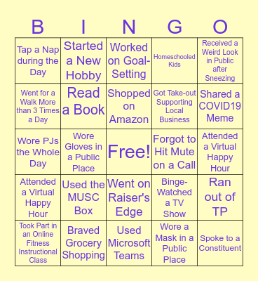 MUSC Development Bingo Card