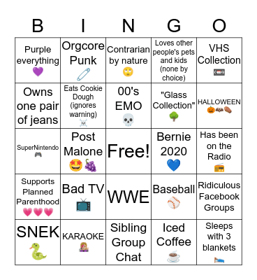 What do we have in common? Bingo Card