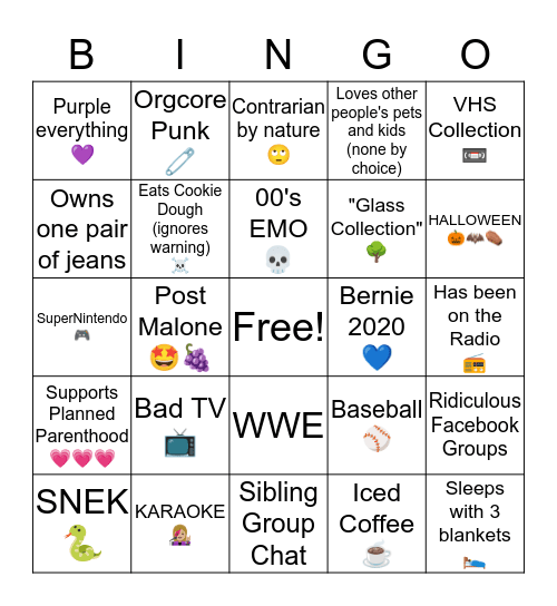 What do we have in common? Bingo Card