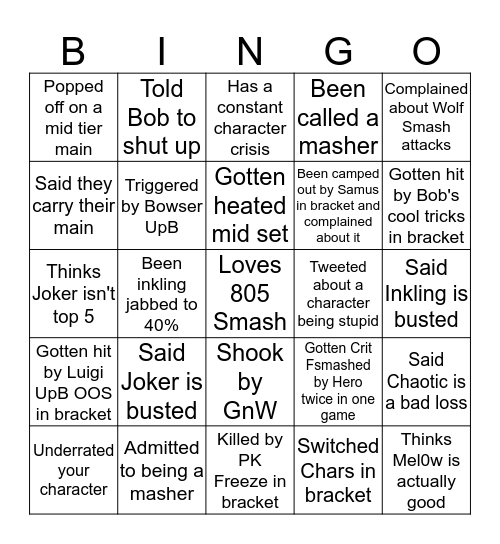 805 Johns Bingo Card