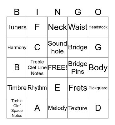 Music Appreciation Bingo Card
