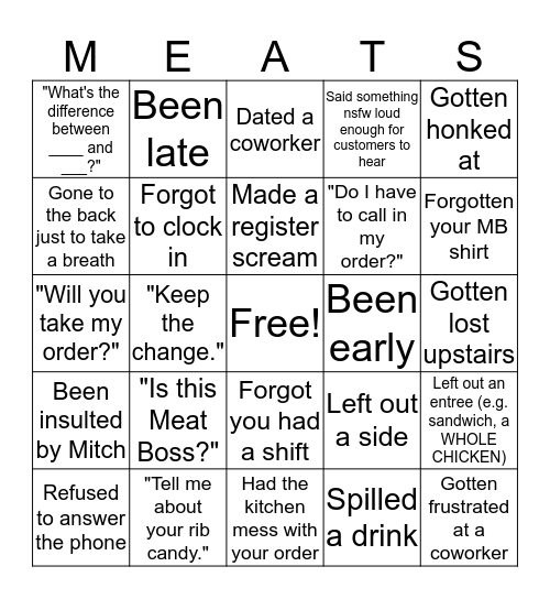 Meat Boss Bingo! Bingo Card