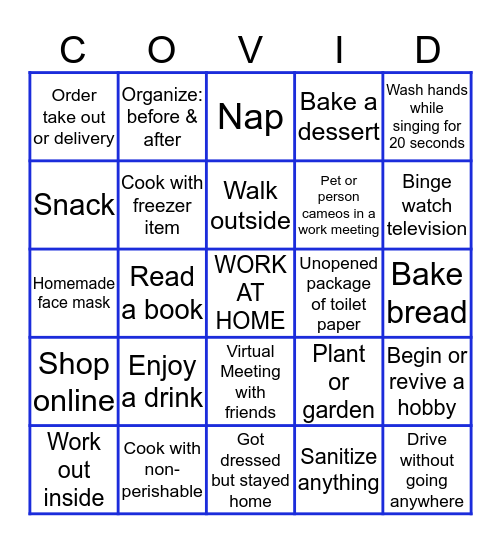 UFC Quarantine Selfie Bingo Card