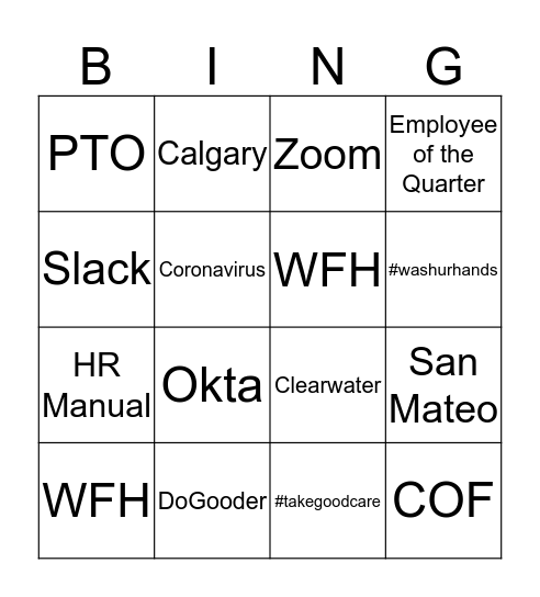 Human Resources Bingo Card