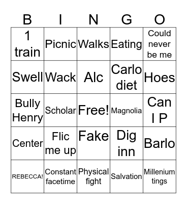 Henry Becca mina bingo Card