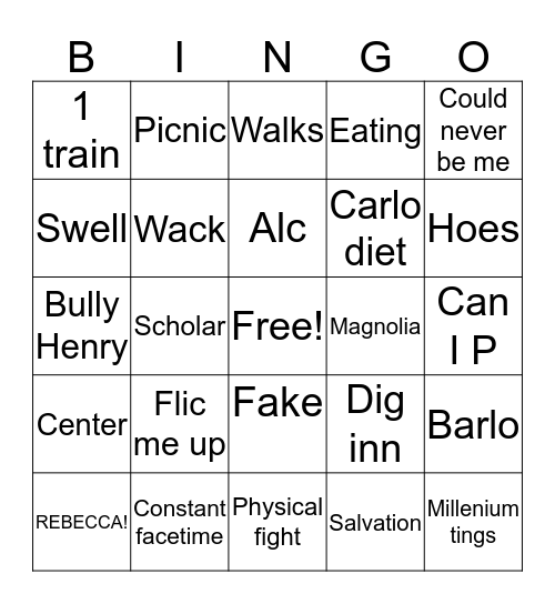 Henry Becca mina bingo Card
