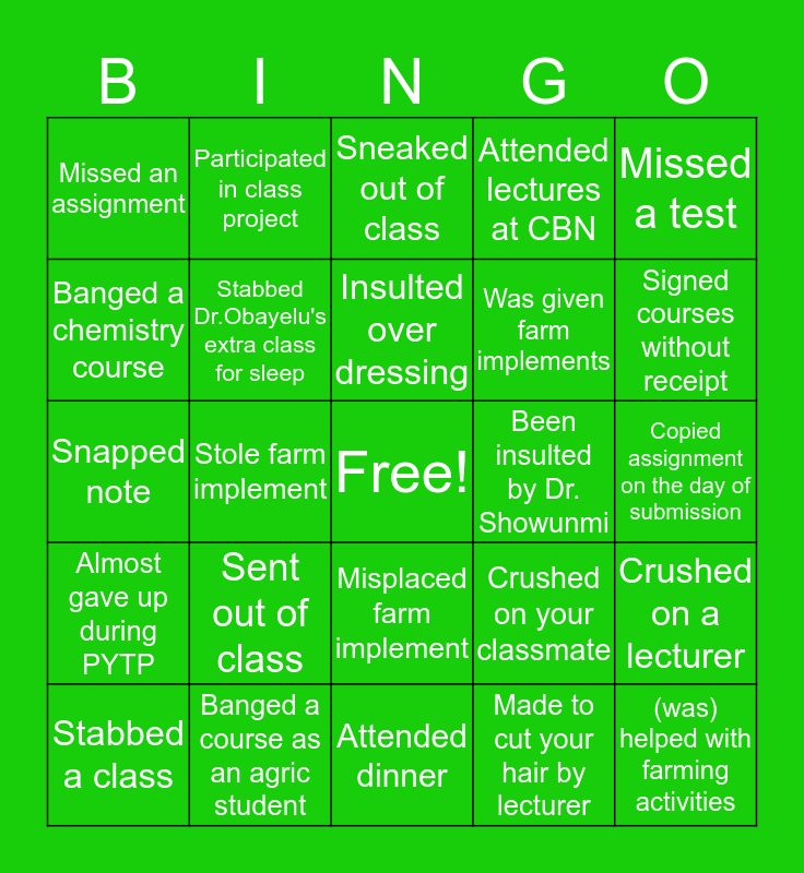 UI AGRIC ECONS Bingo Card