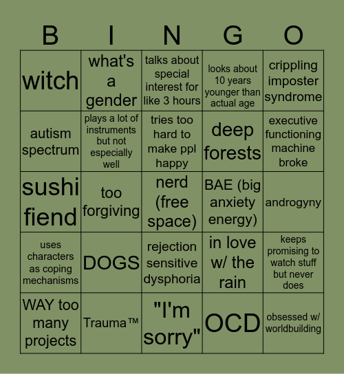 brongus Bingo Card