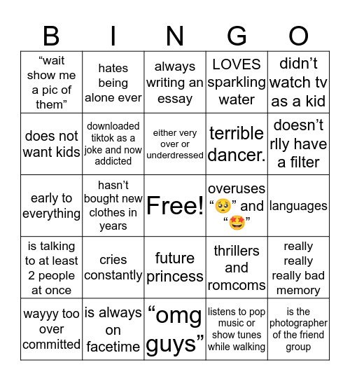 Parker Bingo Card