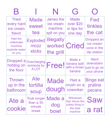 Mingo Twist and Shake Bingo Card