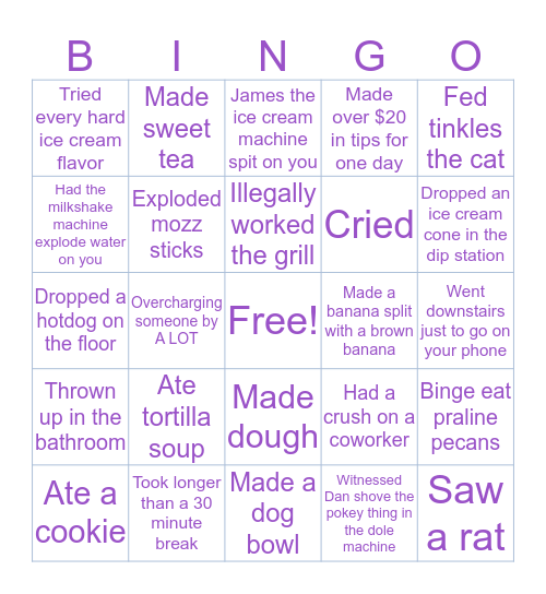 Mingo Twist and Shake Bingo Card