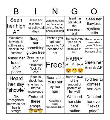 Ashleigh Hickman Bingo Card