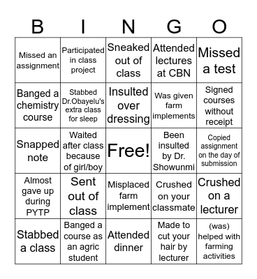 UI AGRIC ECONS Bingo Card