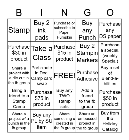 Stamp Camp Bingo (Game runs 09/14 - 12/14) Bingo Card