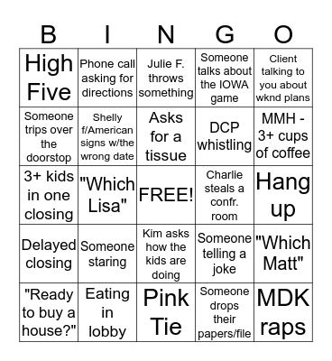 WASKER BINGO Card