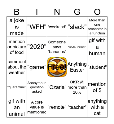CodeCombat All-Hands! Bingo Card
