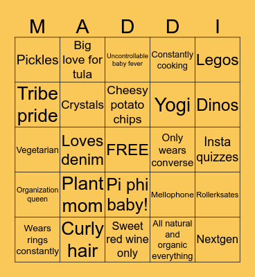 How Me Are You?? Bingo Card