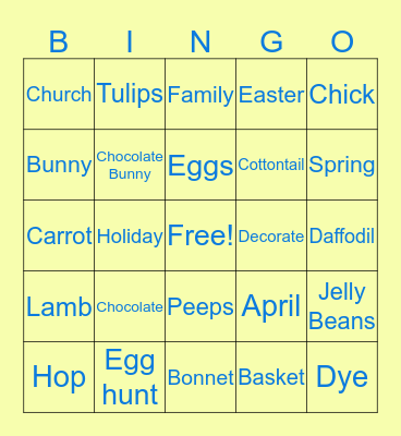 Technical Services Easter Bingo Card